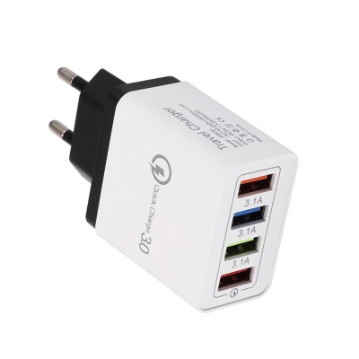 QC3.0  3A 4USB Charger EU UK US Mobile IPhone Wall Charger